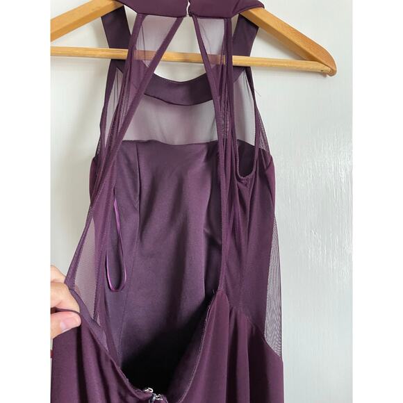 Giannloui Ferre sleeveless halter dress Purple Backless sheer knee length Size 9 - Picture 3 of 6